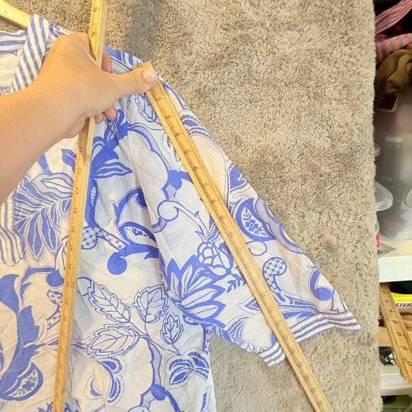 Talbots Blue White Popover Tunic Beach Coverup Lightweight Cotton Voile XLP - Picture 9 of 11